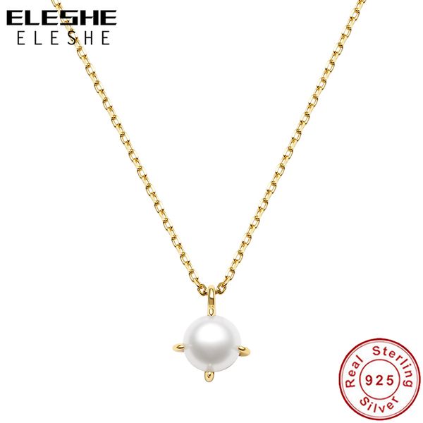 eleshe elegant fresh water pearl necklace 925 sterling silver with 18k gold plated fine necklace for women jewelry 2021 new q0531
eleshe elegant fresh water pearl necklace 925 sterling silver with 18k gold plated fine necklace for women jewelry 2021 new q0531