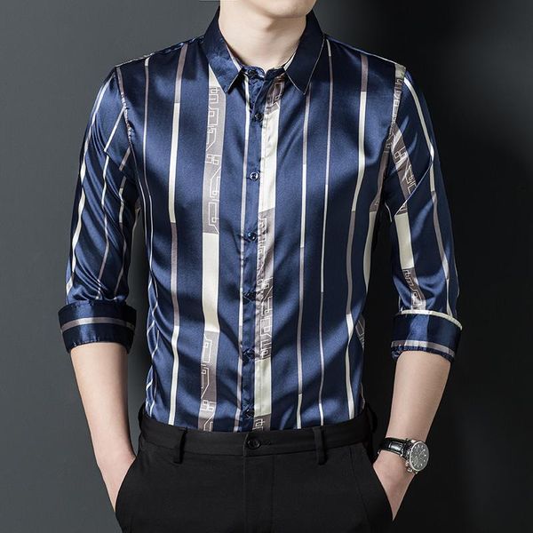 men's casual shirts blue striped oversize satin long sleeve for mens business smooth silk work office dresses large sizes husband fashi, White;black
men's casual shirts blue striped oversize satin long sleeve for mens business smooth silk work office dresses large sizes husband fashi, White;black