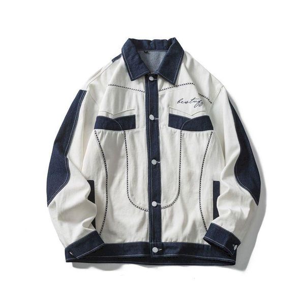 men's jackets japanese baseball jacket trendy denim stitching men spring autumn short coats couple loose casual fashion streetwear, Black;brown
men's jackets japanese baseball jacket trendy denim stitching men spring autumn short coats couple loose casual fashion streetwear, Black;brown