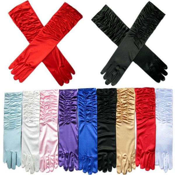 bridal gloves colored wedding women's long ruffle satin bride for costume proms evening parties finger glove, White
bridal gloves colored wedding women's long ruffle satin bride for costume proms evening parties finger glove, White
