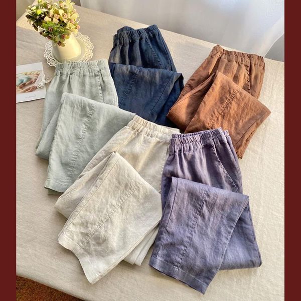 women's pants & capris spring summer women japanese style loose all-match comfortable water washed linen trousers elastic waist, Black;white
women's pants & capris spring summer women japanese style loose all-match comfortable water washed linen trousers elastic waist, Black;white