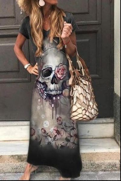 punk style 2021 summer dress women short sleeve skull print female dresses streetwear ankel length vestidos de mujer sundress, Black;gray
punk style 2021 summer dress women short sleeve skull print female dresses streetwear ankel length vestidos de mujer sundress, Black;gray