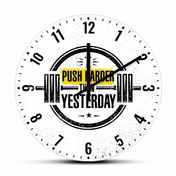wall clocks push harder than yesterday fitness gym motivation quote m odern design clock sports room decor silent timepieces 
wall clocks push harder than yesterday fitness gym motivation quote m odern design clock sports room decor silent timepieces
