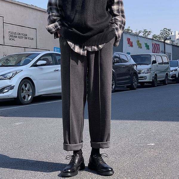 2021 new winter thick woolen men's warm fashion straight casual men streetwear wild loose korean wide-leg pants mens trousers 40t8, Black
2021 new winter thick woolen men's warm fashion straight casual men streetwear wild loose korean wide-leg pants mens trousers 40t8, Black