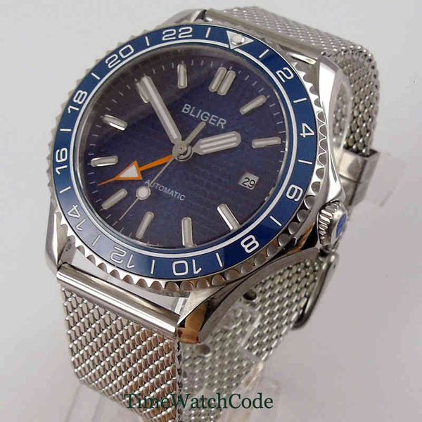 automatic bliger 41mm function men watch blue dial date display saffier ceramic bezel mesh tape strap, Slivery;brown
automatic bliger 41mm function men watch blue dial date display saffier ceramic bezel mesh tape strap, Slivery;brown
