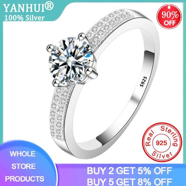 cluster rings yanhui fine jewelry original 925 solid sterling silver ring natural 6mm 1ct zirconia diamond wedding for women bijoux jz022, Golden;silver
cluster rings yanhui fine jewelry original 925 solid sterling silver ring natural 6mm 1ct zirconia diamond wedding for women bijoux jz022, Golden;silver