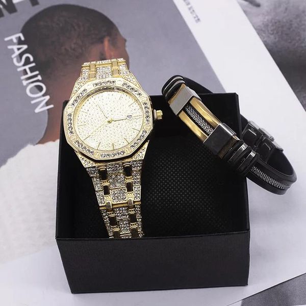 wristwatches luxury men watch hip hop bling gold sliver watches quartz clock with fashion men's bracelet gift set for mens boyfriend fa, Slivery;brown
wristwatches luxury men watch hip hop bling gold sliver watches quartz clock with fashion men's bracelet gift set for mens boyfriend fa, Slivery;brown