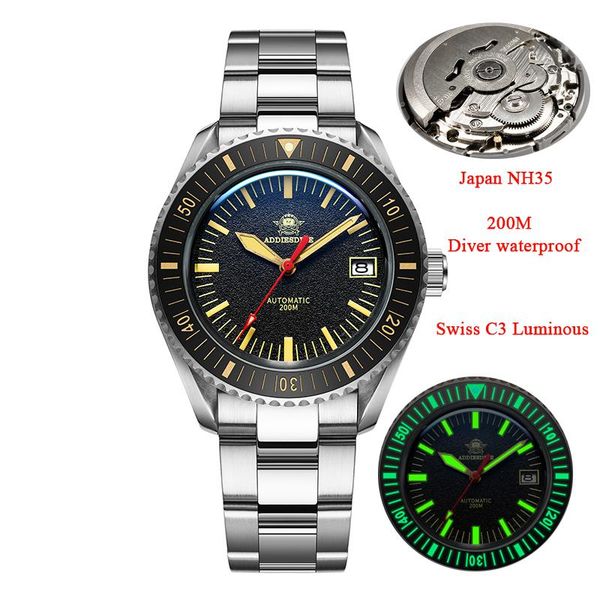 wristwatches professional diver watch for men 200m waterproof 316l stainless steel swiss c3 green super luminous nh35 mechanical movement, Slivery;brown
wristwatches professional diver watch for men 200m waterproof 316l stainless steel swiss c3 green super luminous nh35 mechanical movement, Slivery;brown