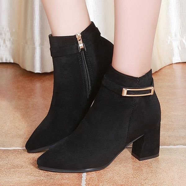 boots pink suede women's pointed square-heeled side zipper short-tube belt buckle high heel british style shoes 8961, Black
boots pink suede women's pointed square-heeled side zipper short-tube belt buckle high heel british style shoes 8961, Black