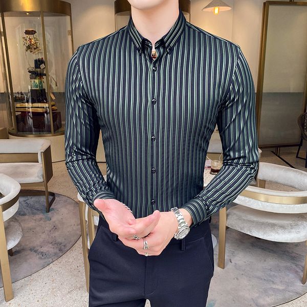 qualidade new alta senhores camisa listrada roupas masculinas moda formal wear fino ajuste manga longa blusa aai0, Black;brown
qualidade new alta senhores camisa listrada roupas masculinas moda formal wear fino ajuste manga longa blusa aai0, Black;brown