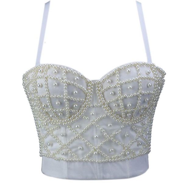 women sleeveless crop pearl beaded bustier push up corset club bralette drop shipping good quality, White
women sleeveless crop pearl beaded bustier push up corset club bralette drop shipping good quality, White