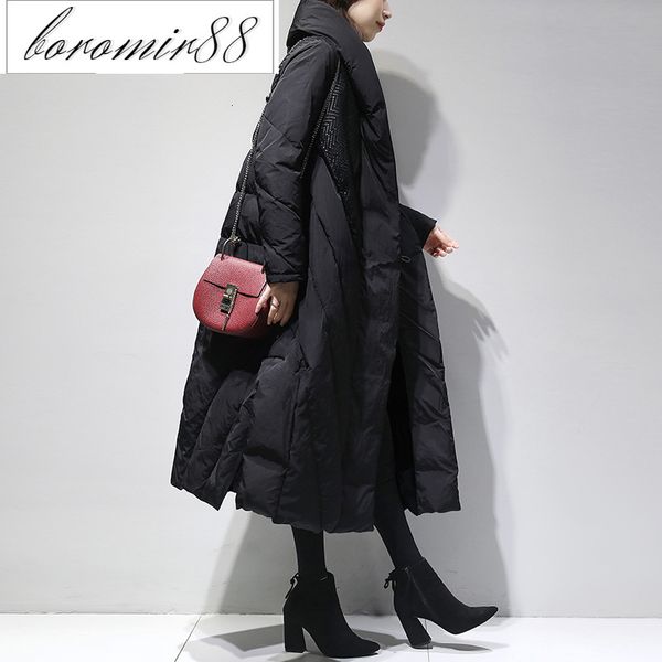new down jacket women's knitting medium and long knee length white duck large solid color, Black
new down jacket women's knitting medium and long knee length white duck large solid color, Black