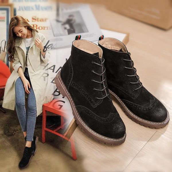 boots 2021 autumn female leather women's shoes suede british lace retro trendy nude, Black
boots 2021 autumn female leather women's shoes suede british lace retro trendy nude, Black