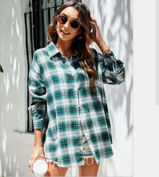 women's blouses & shirts 2021 autumn fashion casual lapel long sleeves slim and loose all-match plaid ladies clothing wh54, White
women's blouses & shirts 2021 autumn fashion casual lapel long sleeves slim and loose all-match plaid ladies clothing wh54, White