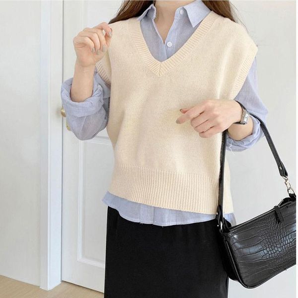 women's sweaters buzekoe sweater vest for women solid tank autumn sleeveless jumper crop knitting pullover wholesale femme waistcoat p2, White;black
women's sweaters buzekoe sweater vest for women solid tank autumn sleeveless jumper crop knitting pullover wholesale femme waistcoat p2, White;black