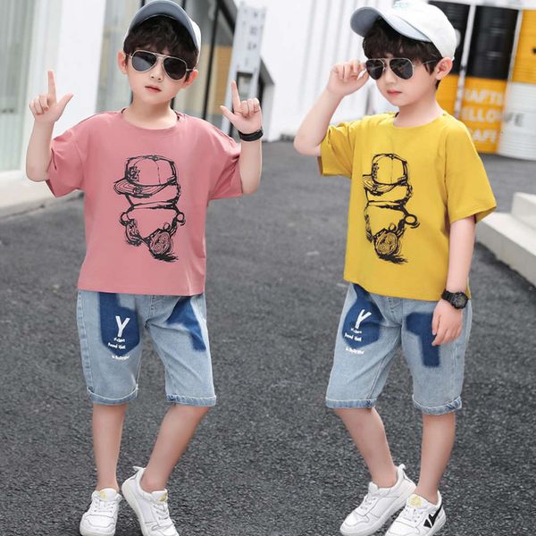 summer wear boys' 2021 new korean short sleeve jeans two piece suit for children, White
summer wear boys' 2021 new korean short sleeve jeans two piece suit for children, White