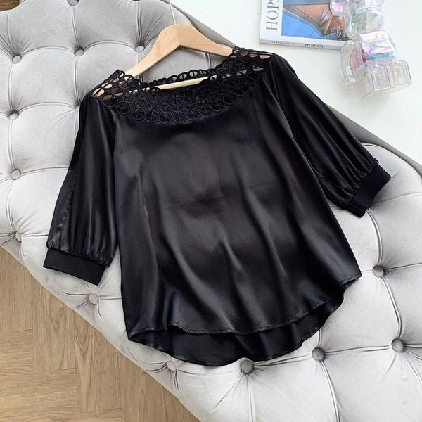 women's blouses & shirts 2021 silk solid elegant fashion pullover blouse women hollow out patchwork mesh collar half sleeve shi, White
women's blouses & shirts 2021 silk solid elegant fashion pullover blouse women hollow out patchwork mesh collar half sleeve shi, White
