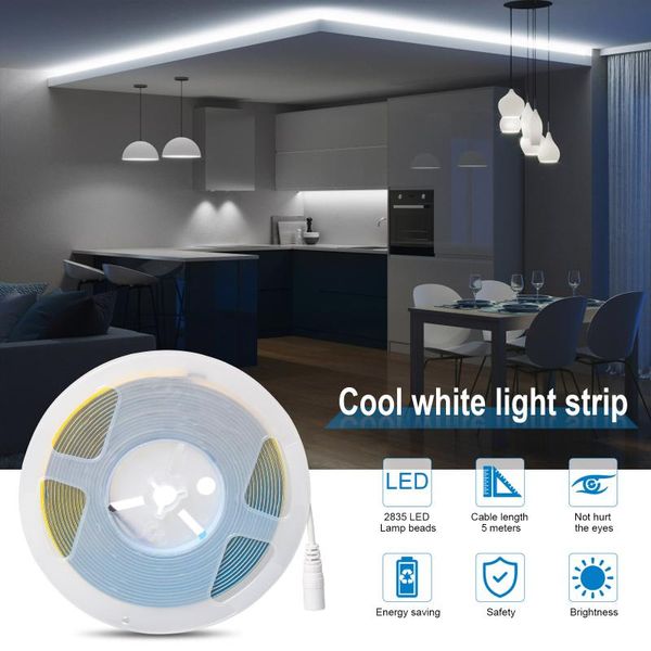 strips dc12v/24v 5m 320 leds/m flexible cob strip led tape lamp pcb wide 8mm 6000k cold white color ip20 for indoor decorati
strips dc12v/24v 5m 320 leds/m flexible cob strip led tape lamp pcb wide 8mm 6000k cold white color ip20 for indoor decorati