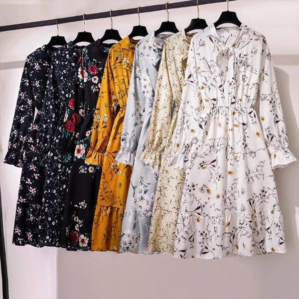casual summer korean style womens dresses vintage floral printed chiffon shirt long sleeve midi vestido, Black;gray
casual summer korean style womens dresses vintage floral printed chiffon shirt long sleeve midi vestido, Black;gray