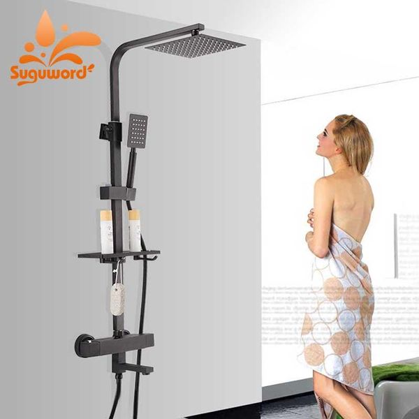 blacked thermostatic shower combo set cold mixer shower faucets 8 inch head wall mount bath sets
blacked thermostatic shower combo set cold mixer shower faucets 8 inch head wall mount bath sets