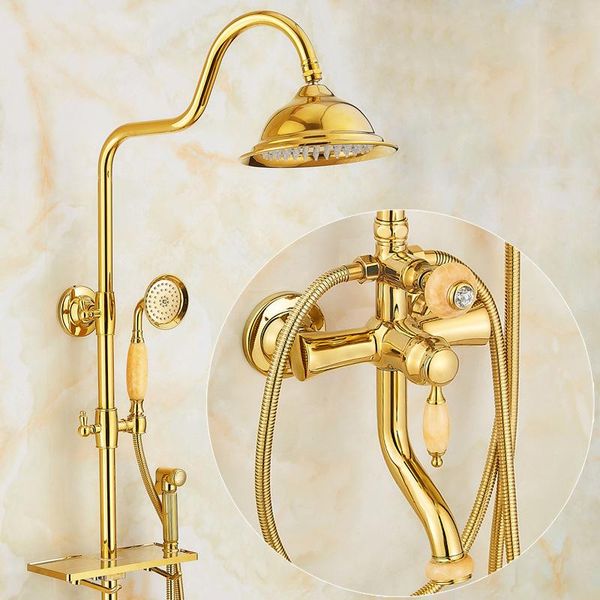 luxury style natural jade shower faucet set single control and cold faucets all copper and gold rain shower heads mixer
luxury style natural jade shower faucet set single control and cold faucets all copper and gold rain shower heads mixer