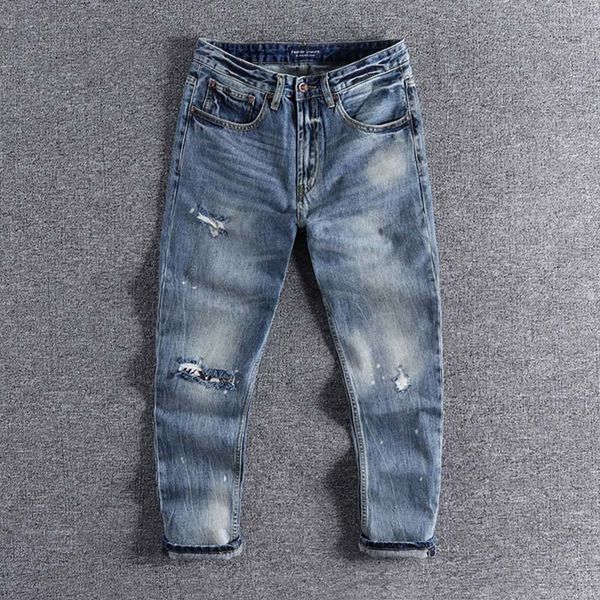 2021 autumn new style american men's cool fashion hole patching slim straight youth capris jeans trouser 0338 fnat, White;black
2021 autumn new style american men's cool fashion hole patching slim straight youth capris jeans trouser 0338 fnat, White;black