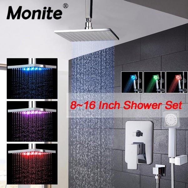 monite bathroom led shower set with rainfall shower head ceiling monuted chrome hand bathroom kit faucets
monite bathroom led shower set with rainfall shower head ceiling monuted chrome hand bathroom kit faucets