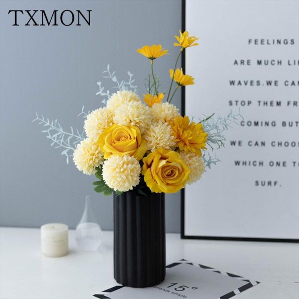 nordic morandi simulation silk yellow rose floral living room home decor decoration bouquet dining table black high ceramic vase
nordic morandi simulation silk yellow rose floral living room home decor decoration bouquet dining table black high ceramic vase