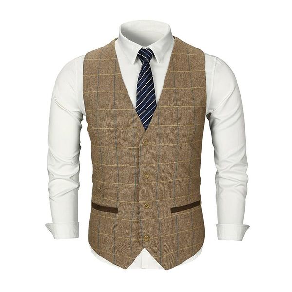 men's vests plaid mens vest ready to wear brown wedding prom waistcoat casual formal v-neck 2 pockets 4 buttons, Black;white
men's vests plaid mens vest ready to wear brown wedding prom waistcoat casual formal v-neck 2 pockets 4 buttons, Black;white