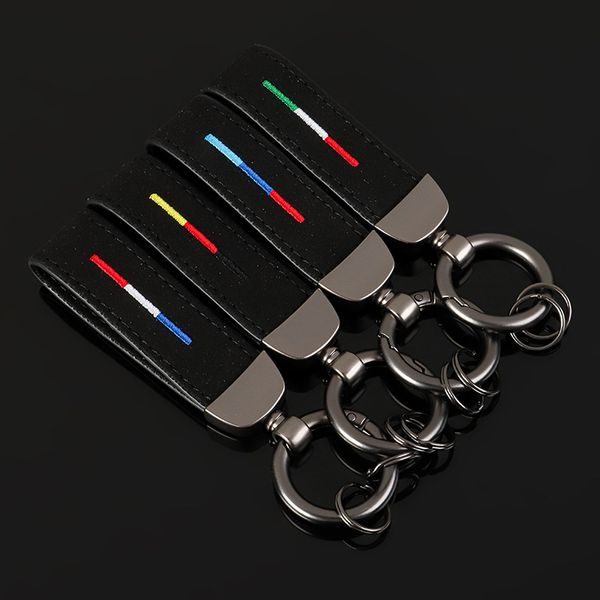 it is suitable for volkswagen, bmw, benz, audi three color embroidery suede car key ring pendant, Slivery;golden