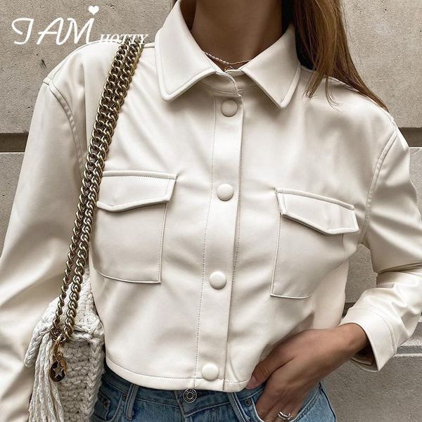 women's jackets button-up fashion leather jacket women white black punk korean syle pockets outweat coat female autumn 2021quilted lady, Black;brown
women's jackets button-up fashion leather jacket women white black punk korean syle pockets outweat coat female autumn 2021quilted lady, Black;brown