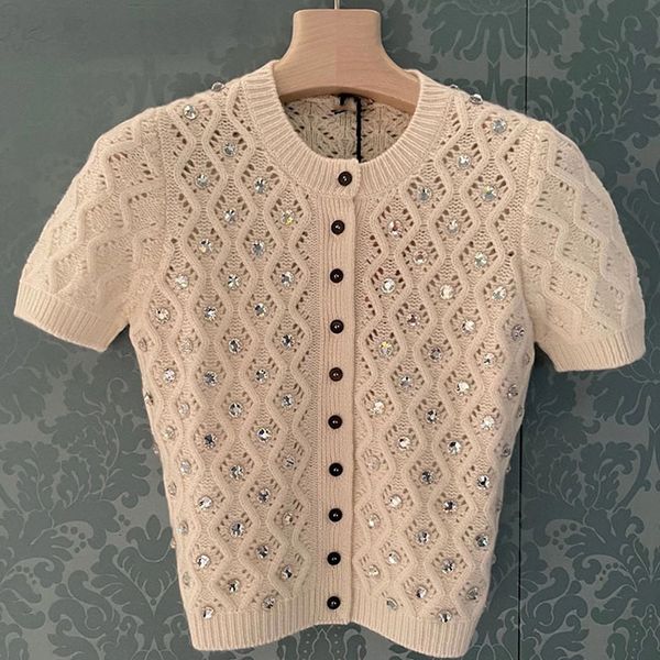 new runway for 2021 summer o-neck short sleeve knitted sweater women fashion crystal cardigans z4u0, White;black
new runway for 2021 summer o-neck short sleeve knitted sweater women fashion crystal cardigans z4u0, White;black