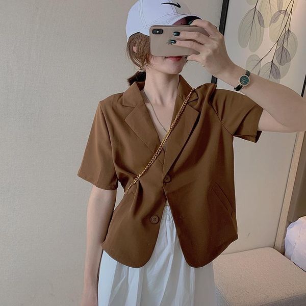 women's suits & blazers short sleeve solid color loose style fashionable summer coat thin jaket women 21-1381, White;black
women's suits & blazers short sleeve solid color loose style fashionable summer coat thin jaket women 21-1381, White;black