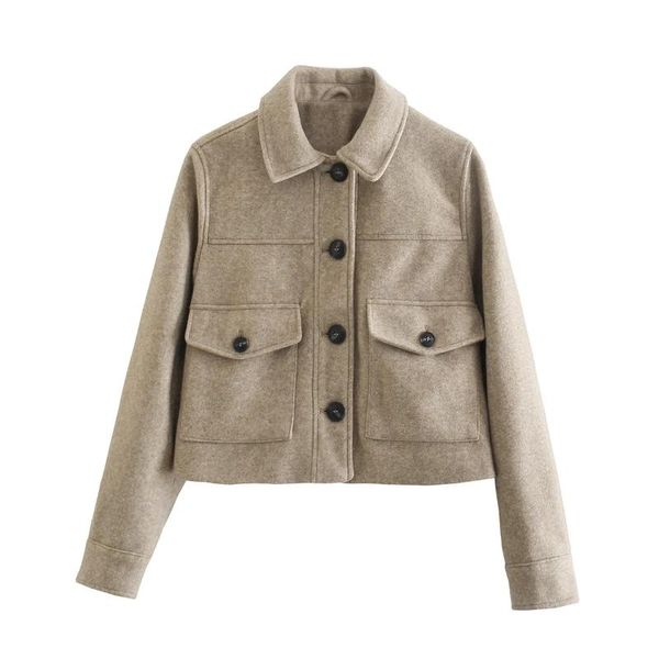 women's wool & blends stylish solid woolen thick jacket coat for autumn winter single breasted pockets turn down collar outerwear, Black
women's wool & blends stylish solid woolen thick jacket coat for autumn winter single breasted pockets turn down collar outerwear, Black