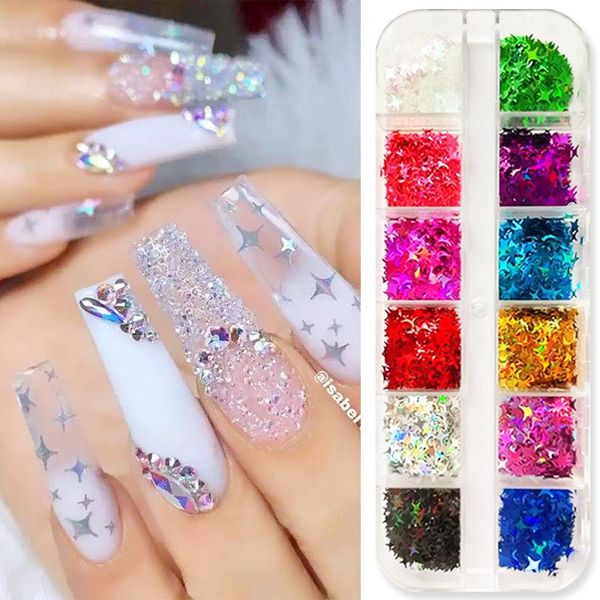 nail glitter 12grids star art flakes 3d colourful butterfly heart-shaped pattern sequins polish manicures decoration, Silver;gold 
nail glitter 12grids star art flakes 3d colourful butterfly heart-shaped pattern sequins polish manicures decoration, Silver;gold