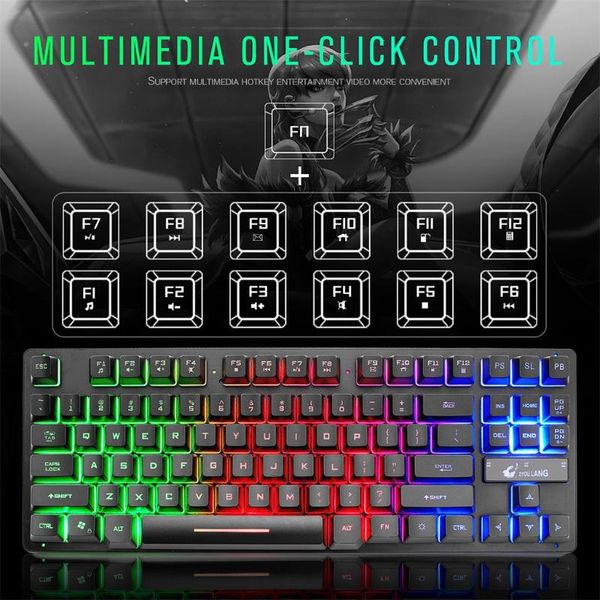 keyboards 87-key gaming manipulator keyboard notebook seven-color backlit 12 pc multimedia keys floating keycap
keyboards 87-key gaming manipulator keyboard notebook seven-color backlit 12 pc multimedia keys floating keycap