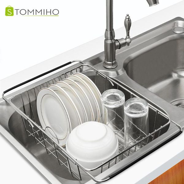 kitchen storage & organization stommiho sink rack drain basket adjustable vegetable fruit drainer utensil tableware dish drying 
kitchen storage & organization stommiho sink rack drain basket adjustable vegetable fruit drainer utensil tableware dish drying