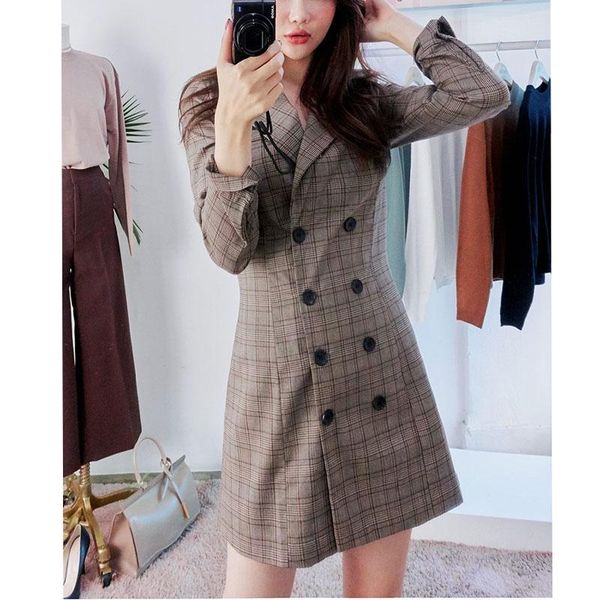 casual dresses office lady slim blazer elegant double breasted thin women's dress, Black;gray
casual dresses office lady slim blazer elegant double breasted thin women's dress, Black;gray