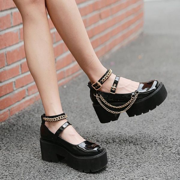 sandals thick heel women muffin patent leather shoes, Black
sandals thick heel women muffin patent leather shoes, Black