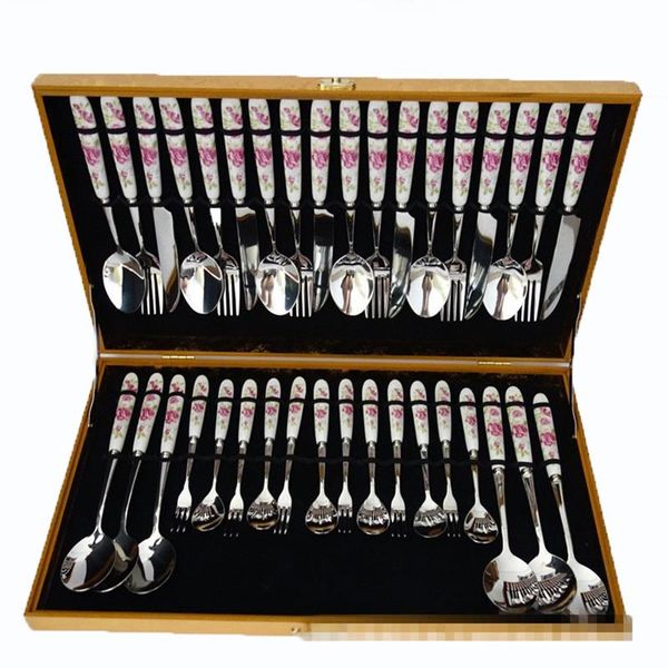 luxurious western tableware set stainless steel steak knife dinner fork flatware set coffee dessert scoop gift 36pcs/set
luxurious western tableware set stainless steel steak knife dinner fork flatware set coffee dessert scoop gift 36pcs/set