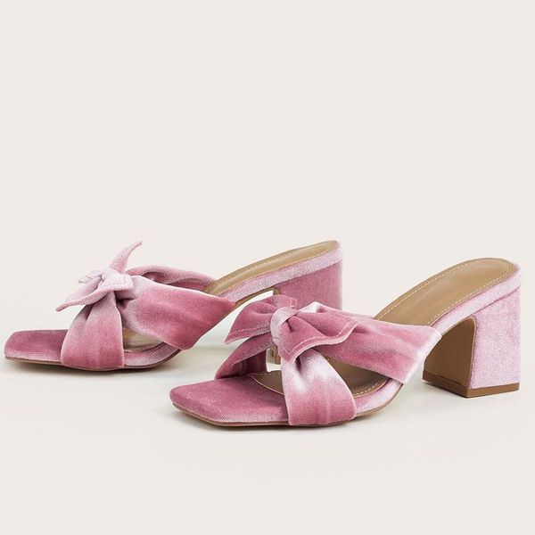 new fashion women's slippers open toe thick high heels butterfly-knot sandals slip on black pink slides shoes party woman
new fashion women's slippers open toe thick high heels butterfly-knot sandals slip on black pink slides shoes party woman