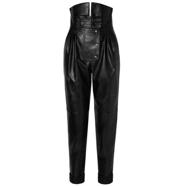 women's pants & capris 2021 spring fashion full length pleated leather women high waist was pu with belt, Black;white
women's pants & capris 2021 spring fashion full length pleated leather women high waist was pu with belt, Black;white