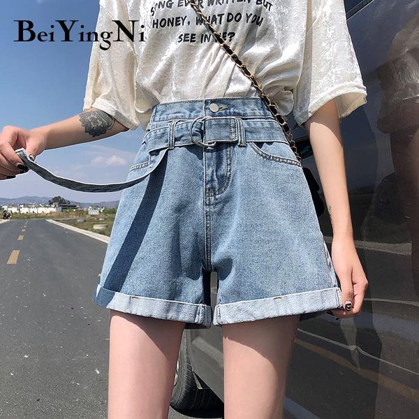 women's jeans beiyingni denim shorts belted high waist wide leg classic vintage female caual summer loose short, Blue
women's jeans beiyingni denim shorts belted high waist wide leg classic vintage female caual summer loose short, Blue