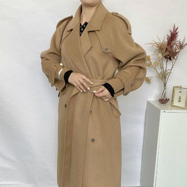 women's wool & blends 2021 winter korean handmade high count long double breasted loose size 100% coat women lacing belt woolen overcoa, Black
women's wool & blends 2021 winter korean handmade high count long double breasted loose size 100% coat women lacing belt woolen overcoa, Black