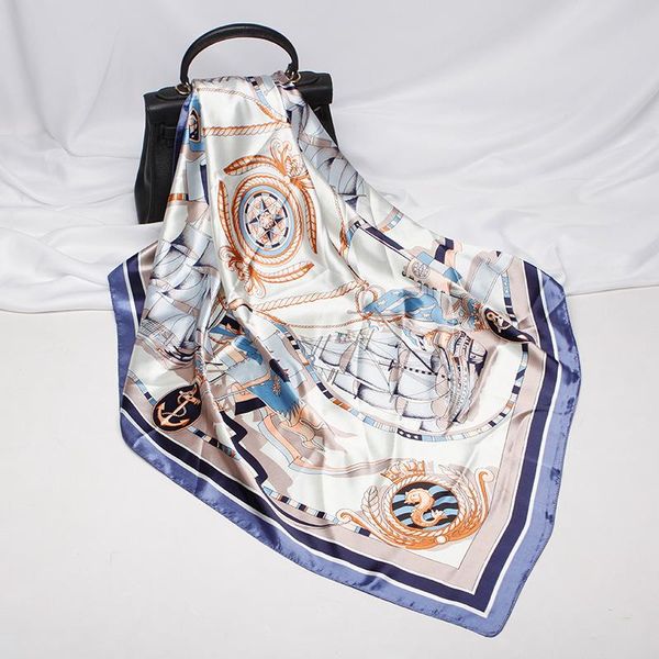 Armorhero Mother's Day Scarf Shawl Retro Sailing Female Square Headband Kerchief Spring Summer Scarves 90cm Fashion Print Scarfs, Blue;gray
Armorhero Mother's Day Scarf Shawl Retro Sailing Female Square Headband Kerchief Spring Summer Scarves 90cm Fashion Print Scarfs, Blue;gray