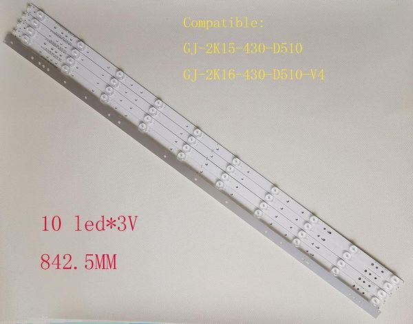 5 pcs/set 842.5mm 10 lamp*3v led backlight bar for 43pft4131 43pfs5301 gj-2k15-430-d510 gj-2k16-430-d510-v4 01q58-a bdm4350
5 pcs/set 842.5mm 10 lamp*3v led backlight bar for 43pft4131 43pfs5301 gj-2k15-430-d510 gj-2k16-430-d510-v4 01q58-a bdm4350