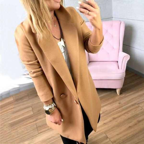 women's wool & blends winter casual overcoat women solid color faux double-breast thin coat trench jacket ladies slim long outwear, Black
women's wool & blends winter casual overcoat women solid color faux double-breast thin coat trench jacket ladies slim long outwear, Black