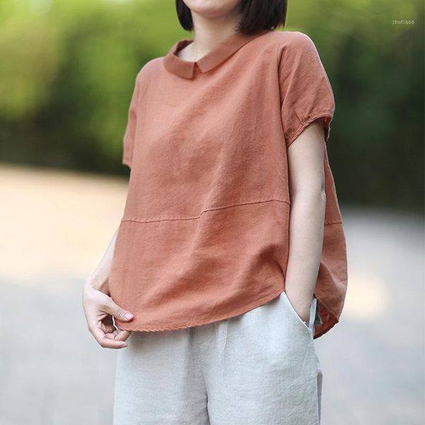 vintage cotton linen 2021 women's solid blouse fashion button shirts casual loose short sleeve blusas tunic feminina blouses &, White
vintage cotton linen 2021 women's solid blouse fashion button shirts casual loose short sleeve blusas tunic feminina blouses &, White