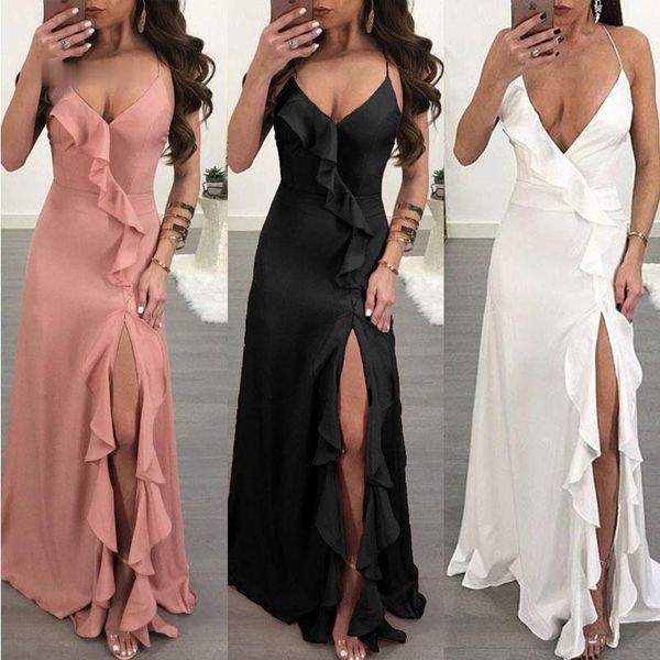 casual dresses zoulv 2021 v neck backless party bodycon high split ruffles long dress vestido summer women white maxi, Black;gray
casual dresses zoulv 2021 v neck backless party bodycon high split ruffles long dress vestido summer women white maxi, Black;gray