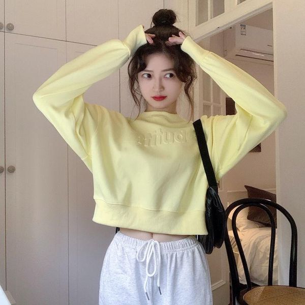 women's hoodies & sweatshirts sweet short korean chic pullovers letter print hoodie loose long sleeve cropped 3 colors, Black
women's hoodies & sweatshirts sweet short korean chic pullovers letter print hoodie loose long sleeve cropped 3 colors, Black